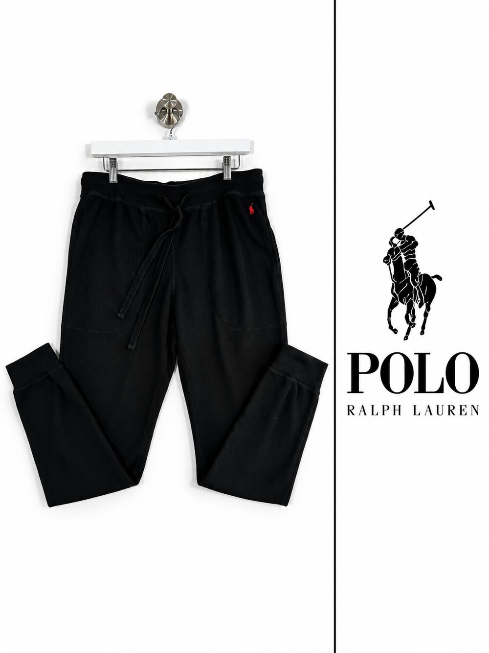 Polo Ralph Lauren Black Waffle-Knit Sleepwear Jogger Pants – Men’s XL